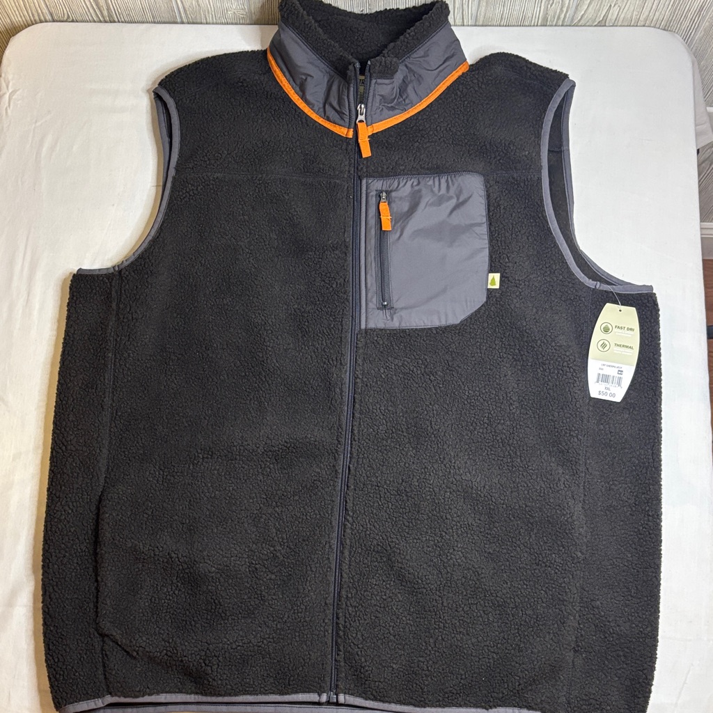 Lake & Trail Charcoal Gray Men’s Fleece Vest Xxl